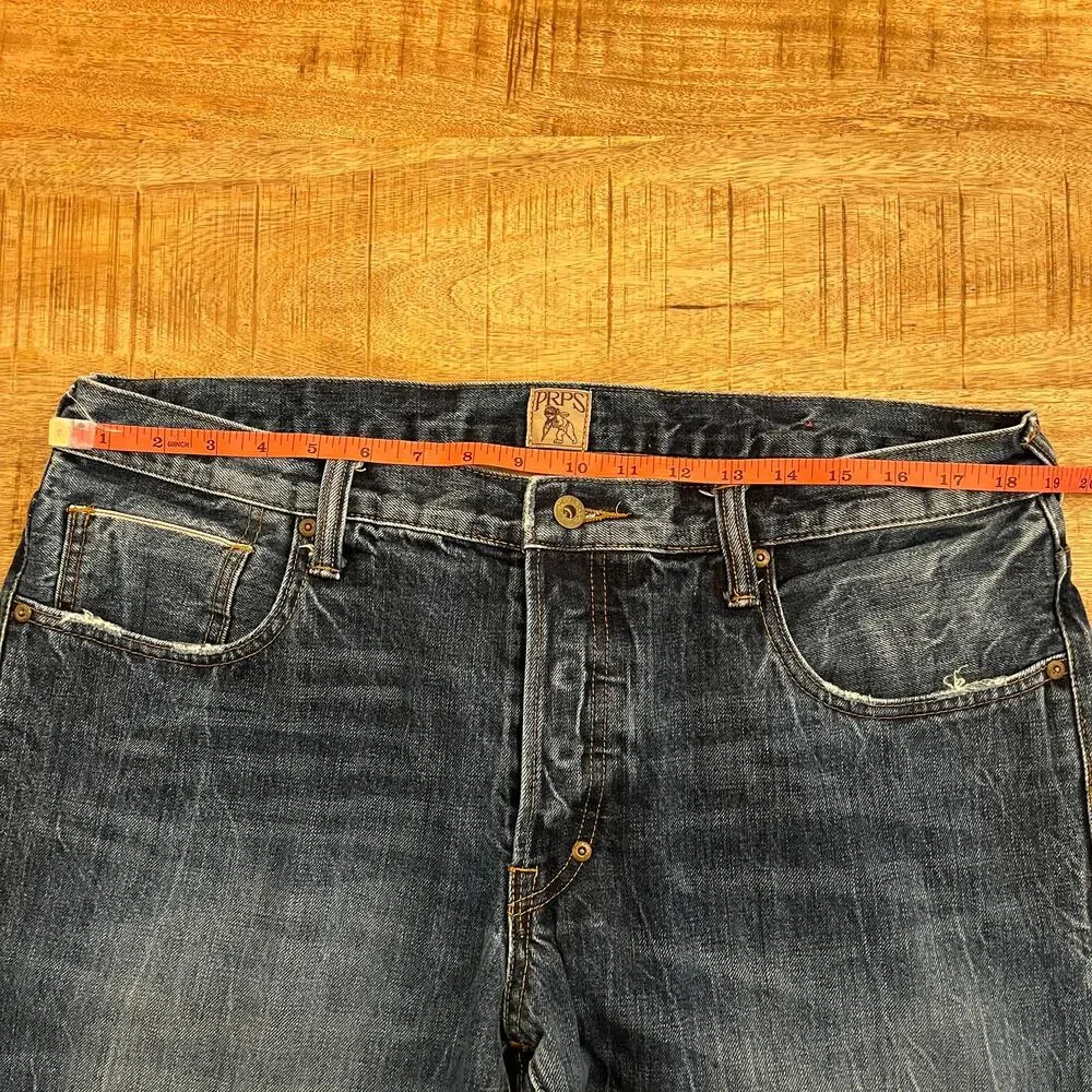 PRPS Mens Japanese Selvedge Denim Jeans 38x32 Y2K Straight Streetwear Barracuda